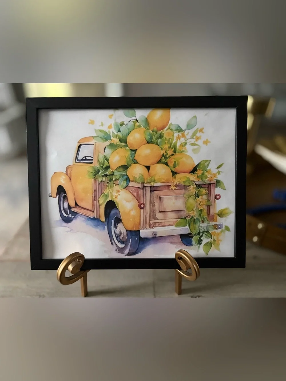 Yellow Vintage Truck Lemon 8x10 Art Print - Home Accents Decor